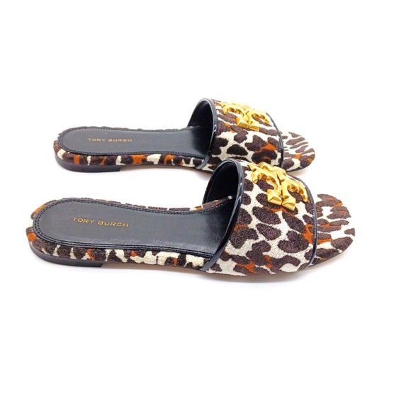 Tory Burch Eleanor Leopard Medallion Flat Sandals - Picture 4 of 6